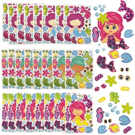 Make Your Own Mermaid Sticker Set 24 Sheets · Artcreativity Wholesale