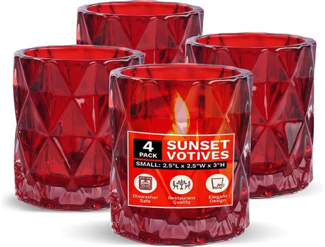 Impulse Sunset Small Red Candle Votive Holders Ideal For Tea Lights Set Of 4