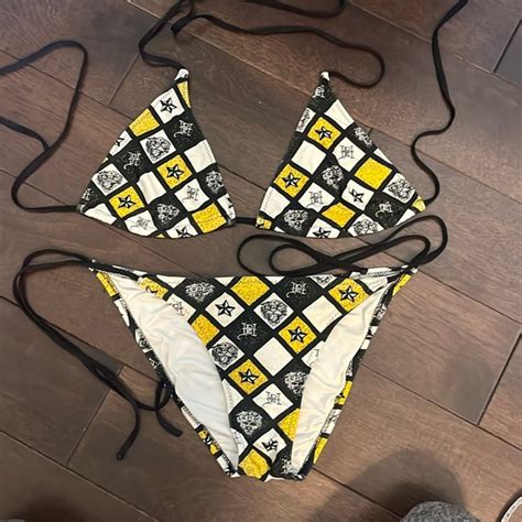 Ed Hardy Swim Vintage And Hardy Triangle Top Bikini Size Large Can