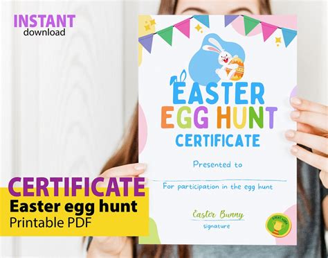 Easter Egg Hunt Certificate Printable And Editable Easter Egg Etsy