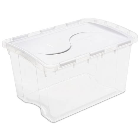 Sterilite 48 Quart Clear Plastic Container With Hinged Lid Storage Box 19148006