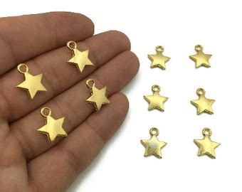 Pcs X Mm K Shiny Gold Plated Mini Star Charm Tiny Star Charm