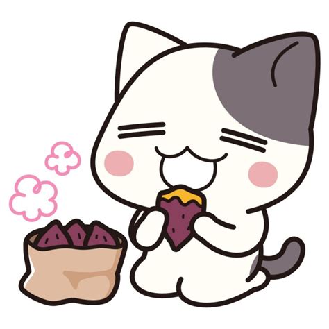 焼き芋おいしい＜ぶち猫 にゃんこ＞ 無料イラスト素材｜素材ラボ