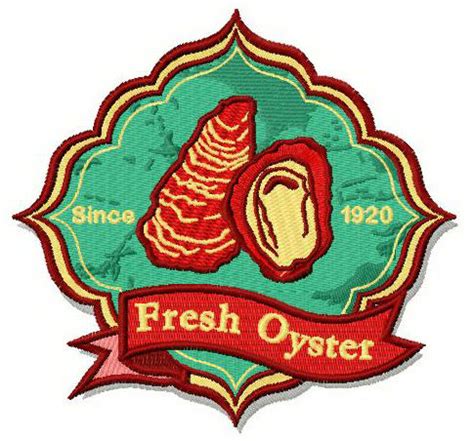 Fresh oyster logo embroidery design | Embroideres studio