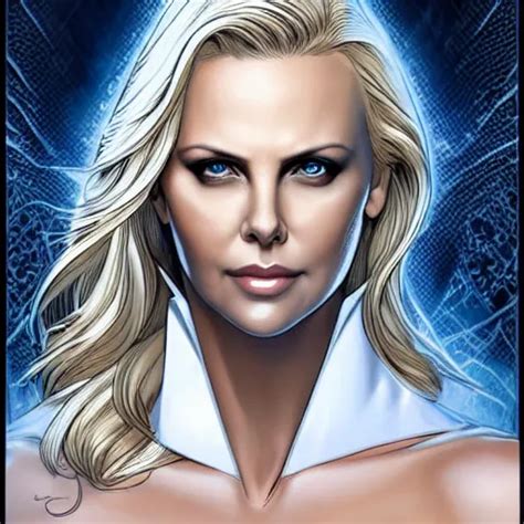 Charlize Theron As Emma Frost Symmetrical Facial Stable Diffusion