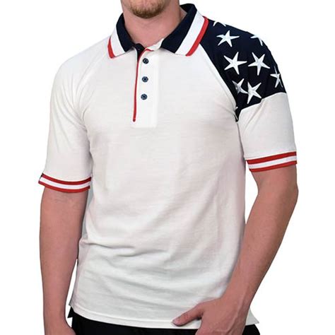 Mens Freedom Pique Polo White The Flag Shirt