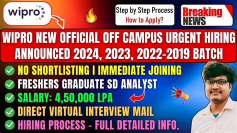 Wipro Very Urgent Hiring Official New Mass Hiring Announced OFF