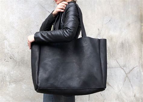 Large Leather Tote Bag Leather Laptop Bag Black Leather Bags Leather Backpack Leather Totes