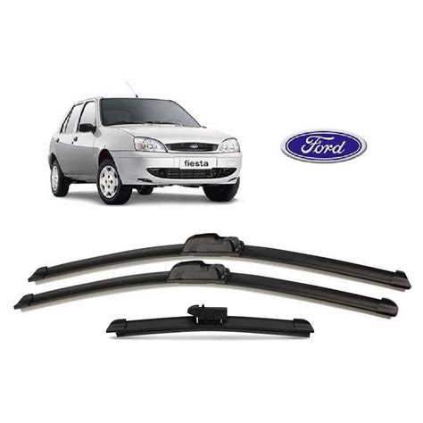 Kit 3 Palhetas Limpador De Parabrisa Dianteiro Traseiro Ford Fiesta