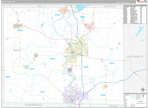 Rock County Wi Wall Map Premium Style By Marketmaps Mapsales