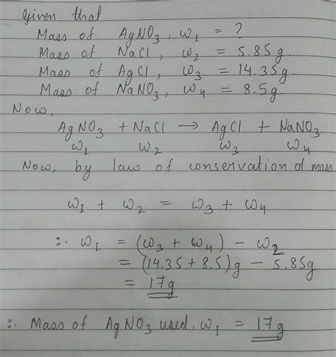 What Mass Of Silver Nitrate Will React With G Of Sodium Chloride