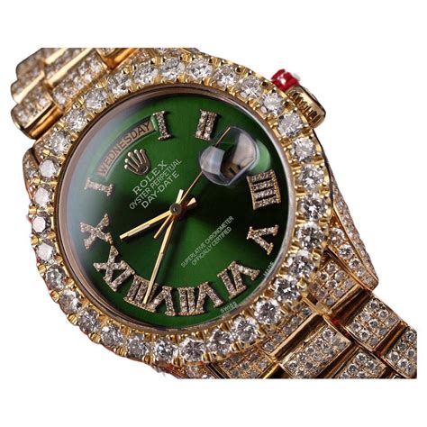 Rolex Presidential Green Roman Dial Diamond Watch 18038 For Sale At 1stDibs