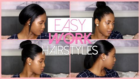 Easy Work Hairstyles For Medium Relaxed Hair Working Woman Youtube