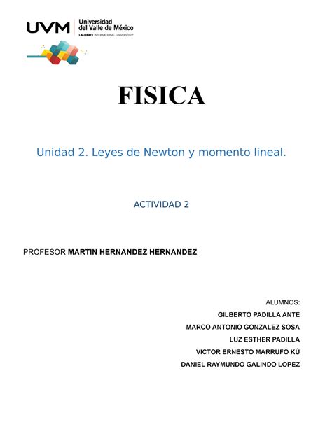 U Leyes De Newton Y Momento Lineal Fisica Unidad Leyes De Newton