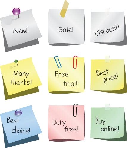 Colorful Reminder Paper Notes Set Royalty Free Vector Image