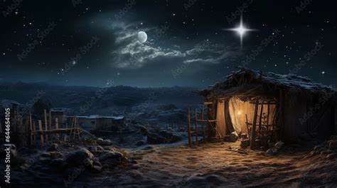 Religious Christmas story of Jesus being born in Bethlehem Shed Stock ...