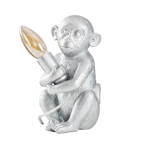 Valuelights Monkey Animal Quirky Modern Silver Painted Table Lamp Diy