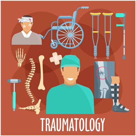 símbolo de traumatología con cirujano y herramientas médicas 11664996