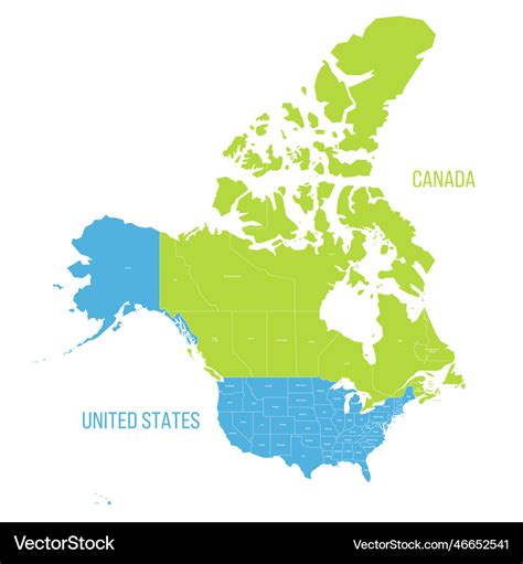 United States And Canada Political Map Royalty Free Vector