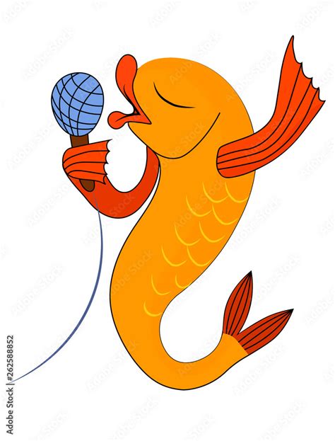 Singing Fish With Microphone Vector Cartoon Isolated Stock Vector