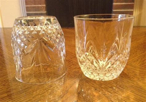 Vintage Cut Crystal Double Old Fashioned Whiskey 2 Glasses