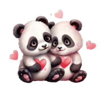 Cute Baby Panda Couple Valentine Cat Doodle Cat Cartoon Cat Love Png