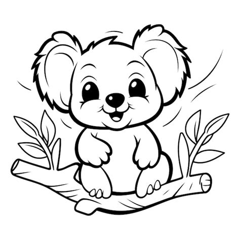 El lindo koala sentado en una rama del árbol Ilustración vectorial