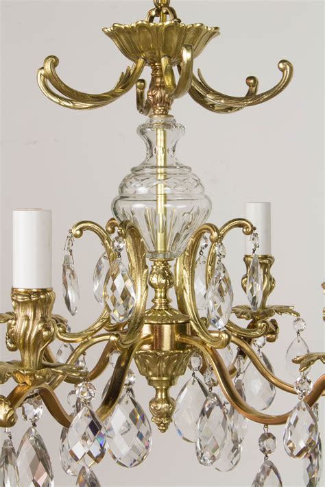 Swedish Brass and Crystal Chandelier with Six Lights - Appleton Antique ...