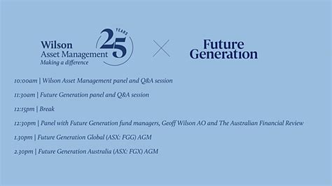 Watch Our 2023 Shareholder Presentation Livestream Today From 10am Wilson Asset Management