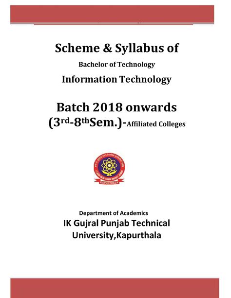 B Tech Syllabus Of IT 1 B Tech Information Technology Scheme