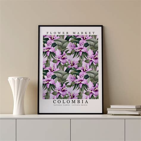 Colombia National Flower Cattleya Orchid Wall Art Print Flower Market Poster Printable Digital ...