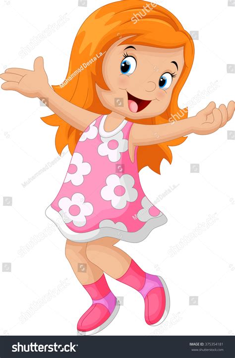 Happy Cute Girl Cartoon Stock Illustration 375354181 | Shutterstock