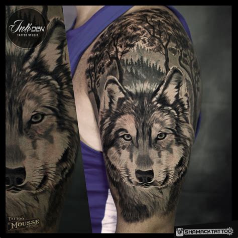 Wolf Cover Up Tattoo Black And Gray Piece By Shamack Malachowski