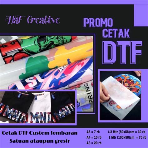 Jual Cetak Dtf Murah A A A Per Meter Lembaran X Printing