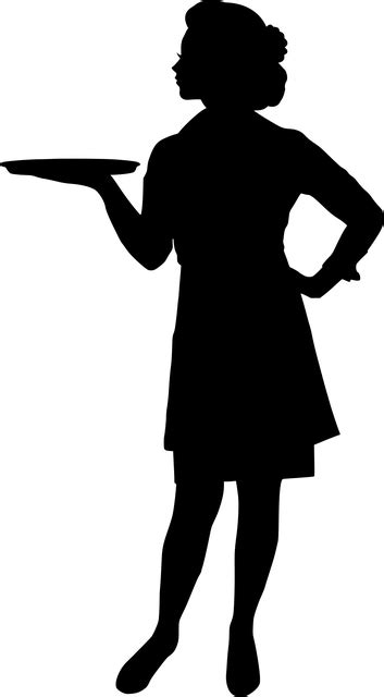 The Silhouette Of A Woman Holding A Tray