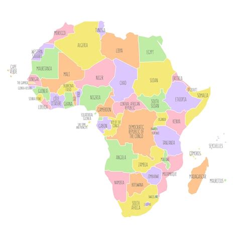 Carte Politique De L Afrique Peu D Taill E Vecteur Premium