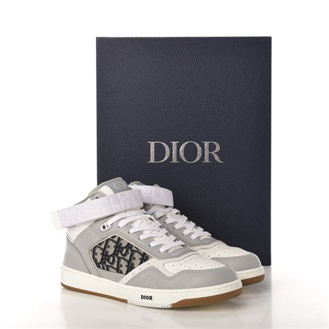 CHRISTIAN DIOR Smooth Calfskin Oblique B27 Mid Top Sneaker 42 Gray