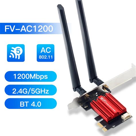 Adaptador de tarjeta de red inalámbrica AC1200 WiFi 5 PCIE Bluetooth