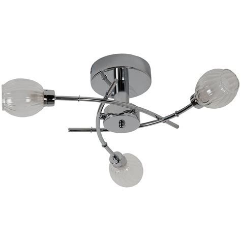 Thlc Modern Stylish 3 Light Semi Flush Ceiling Light In Polished Chrome