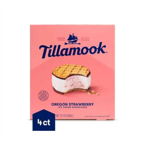 Tillamook Oregon Strawberry Ice Cream Sandwiches, 4 ct / 3 fl oz - QFC