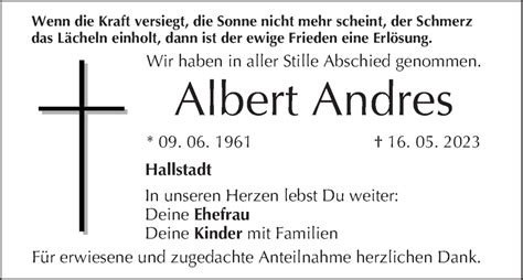 Albert Andres Traueranzeige Trauer InFranken De