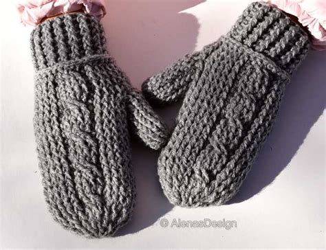 Adult Cabled Mittens Crochet Pattern Alena S Design