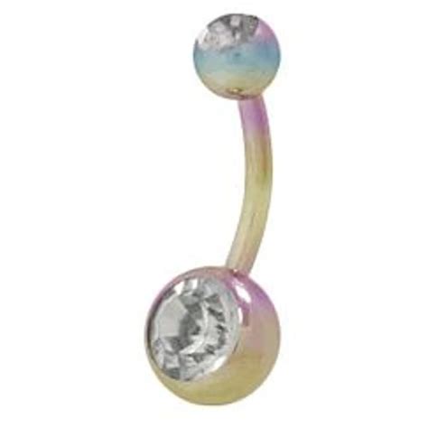 Titanium Belly Ring 14 Gauge 7 16 11mm With Double Jeweled Gems