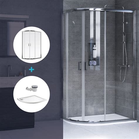 Aqualux Offset Quadrant Right Hand Shower Enclosure And Tray Package