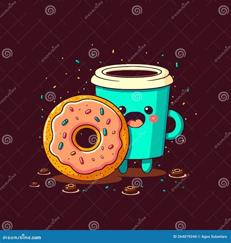 Donut And Coffee Shop Bakery Store Logo Cartoon Doughnut Icon Or Label