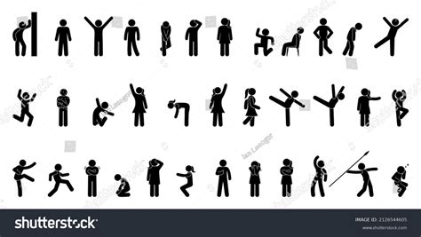 Man Icons Set Stick Figure Stickman Stock Vector Royalty Free 2126544605 Shutterstock