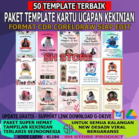 Jual Paket Template Kartu Ucapan Selamat Terkini CDR Tinggal Edit Untuk