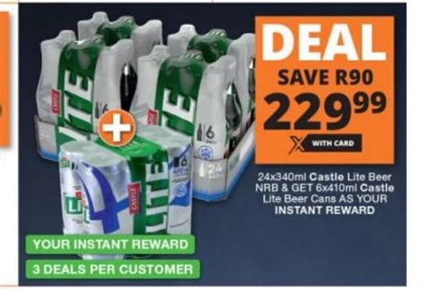 Castle Lite Beer NRB 24x340ml Offer At Checkers Liquor Shop