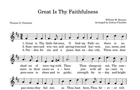 Great Is Thy Faithfulness Melody Sheet Music Music By William M Runyan Lyrics By Thomas O