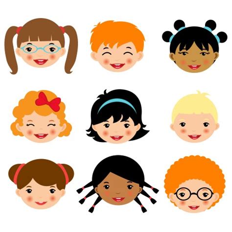 Cartoon kids faces Royalty Free Vector Image - VectorStock